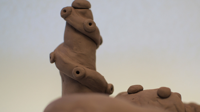 clay forms with moulded patterns added